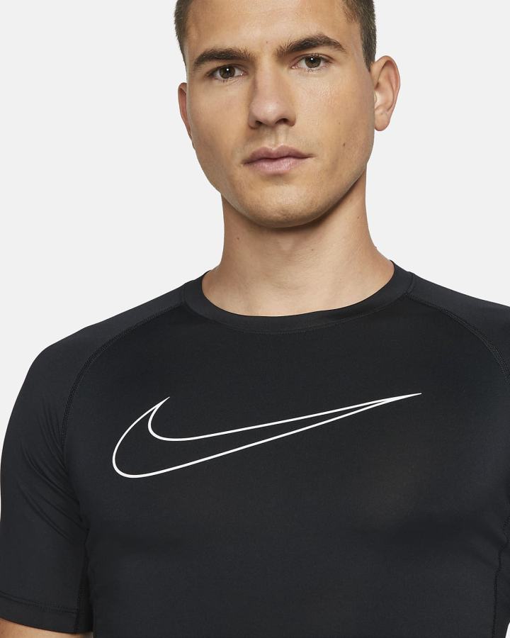 Camiseta Nike Pro Dri-FIT Tight Fit Short-Sleeve Top Hombre Negras Blancas | MYBFL-5802