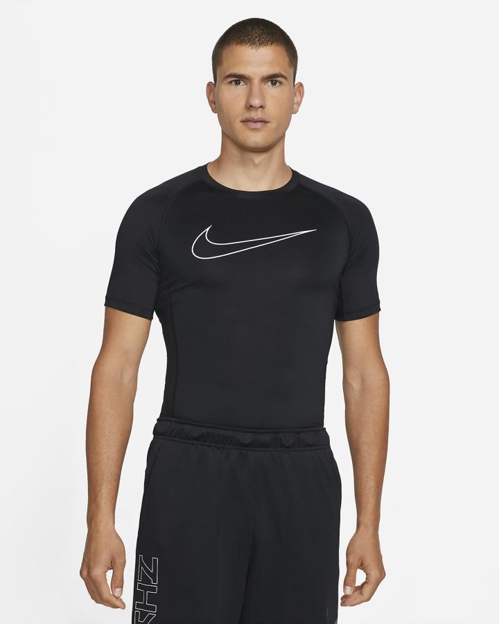 Camiseta Nike Pro Dri-FIT Tight Fit Short-Sleeve Top Hombre Negras Blancas | MYBFL-5802
