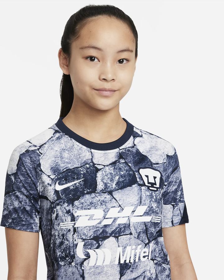 Camiseta Nike Pumas UNAM Kids Dri-FIT Pre-Match Soccer Top Niño Blancas Obsidian | EKWRV-0413