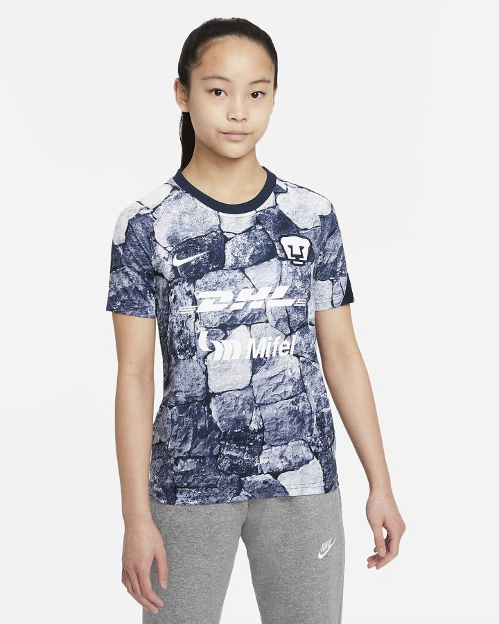 Camiseta Nike Pumas UNAM Kids Dri-FIT Pre-Match Soccer Top Niño Blancas Obsidian | EKWRV-0413