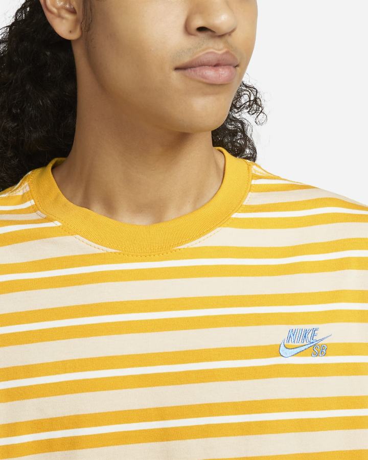 Camiseta Nike SB A Rayas Skate Hombre Amarillo | EFDRI-5463
