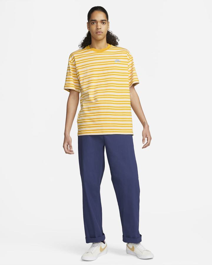 Camiseta Nike SB A Rayas Skate Hombre Amarillo | EFDRI-5463