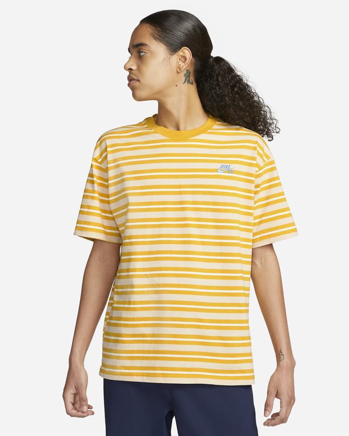 Camiseta Nike SB A Rayas Skate Hombre Amarillo | EFDRI-5463