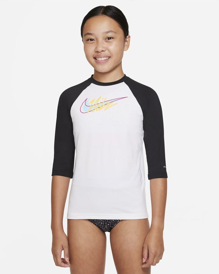 Camiseta Nike Script Logo Kids Short-Sleeve Hydroguard Niña Blancas | UHWNE-1382