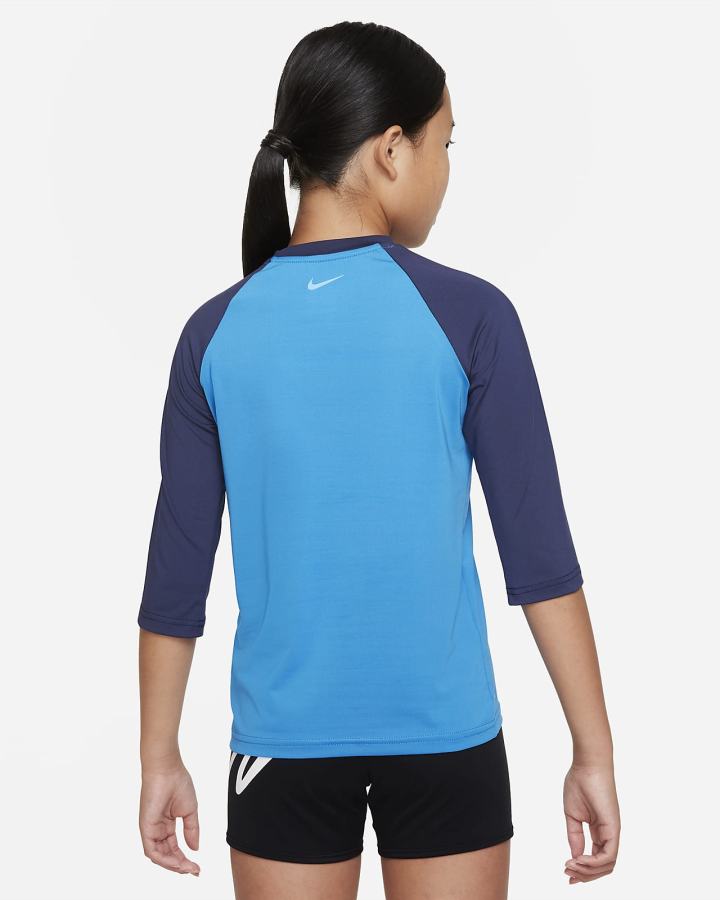 Camiseta Nike Script Logo Kids Short-Sleeve Hydroguard Niña Azules | YMJAS-5209
