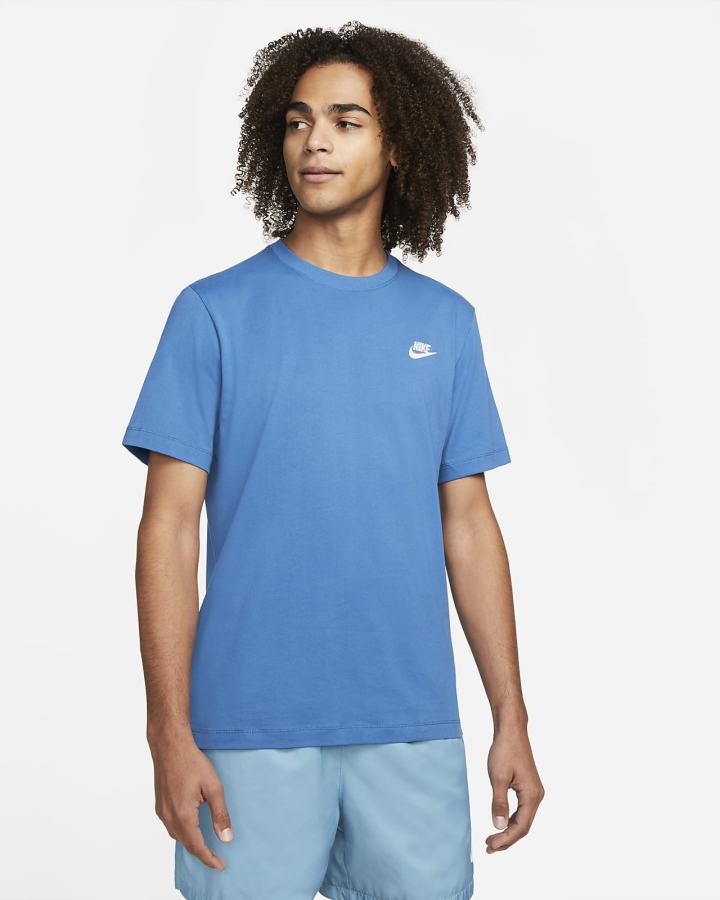 Camiseta Nike Sportswear Club Hombre Azules Oscuro Blancas | CNVDJ-8674