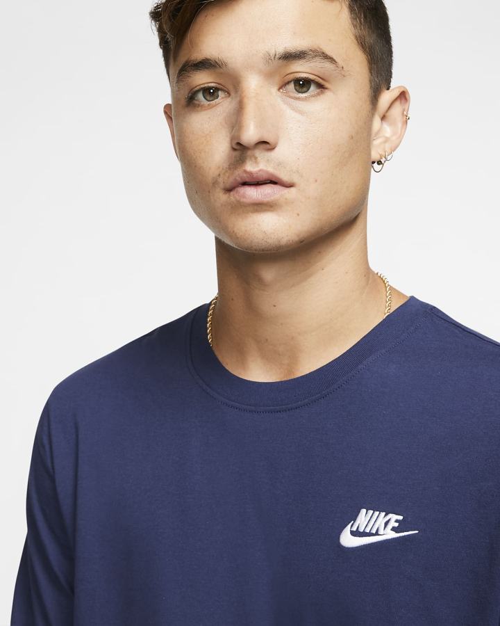 Camiseta Nike Sportswear Club Hombre Azul Marino Blancas | IOAUG-9823