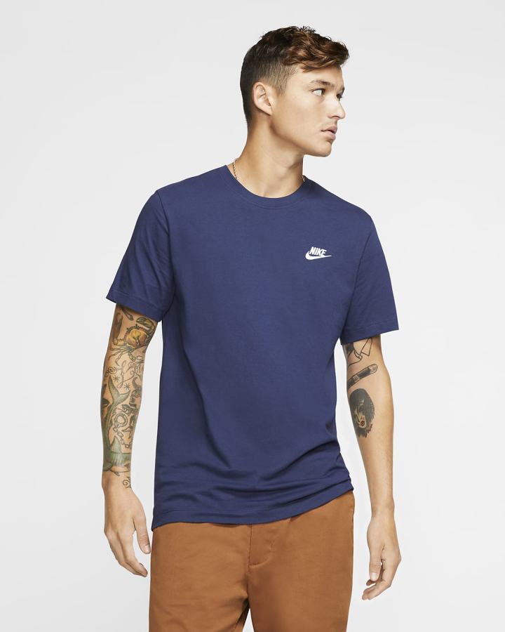 Camiseta Nike Sportswear Club Hombre Azul Marino Blancas | IOAUG-9823