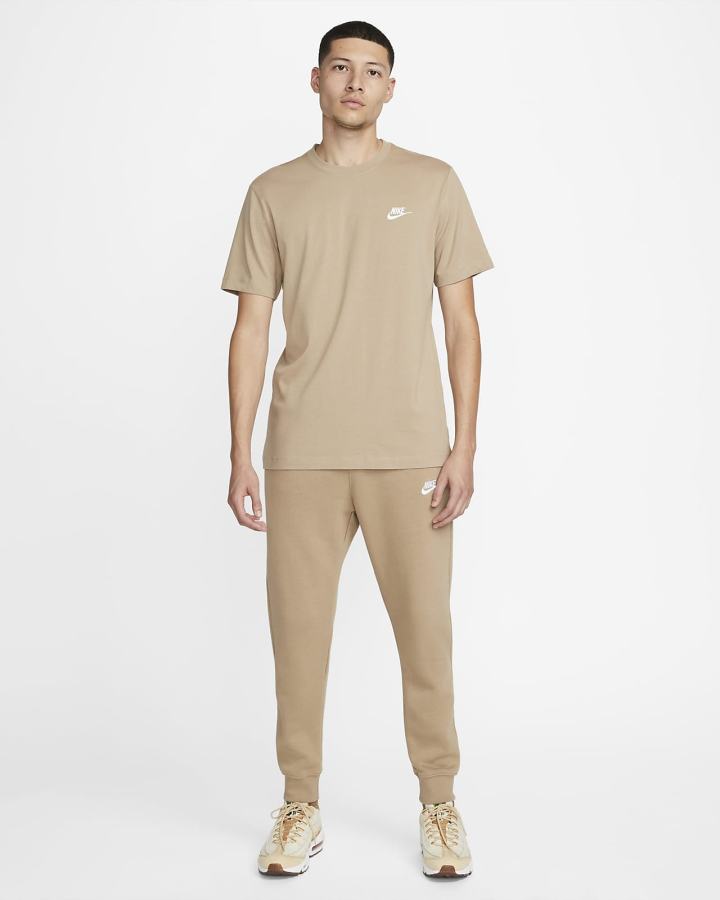 Camiseta Nike Sportswear Club Hombre Kaki Blancas | QCADR-0295