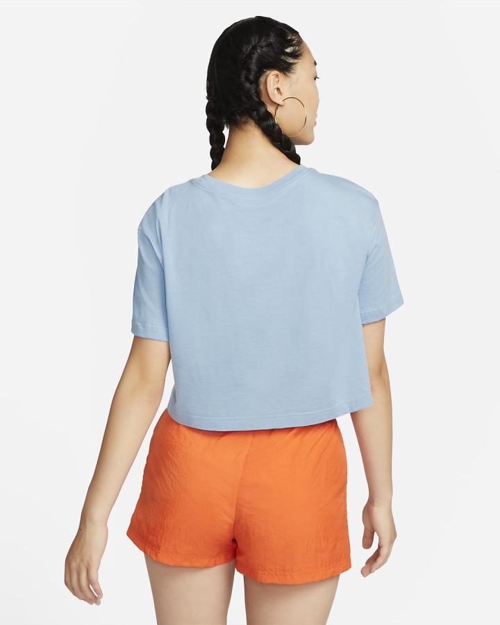Camiseta Nike Sportswear Cropped Printed Mujer Azules | ANTPG-2186