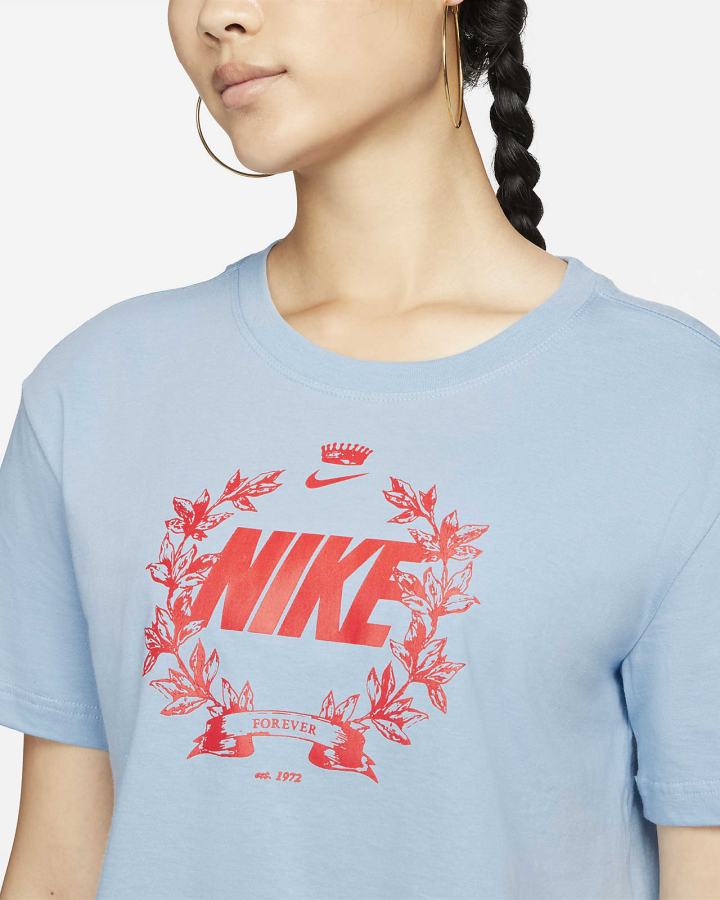Camiseta Nike Sportswear Cropped Printed Mujer Azules | ANTPG-2186