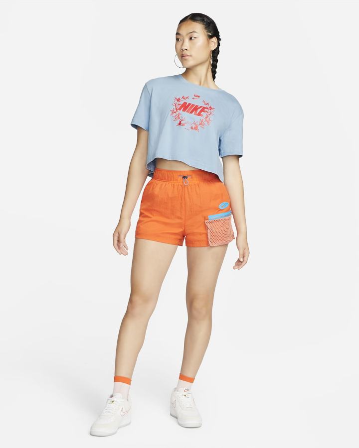 Camiseta Nike Sportswear Cropped Printed Mujer Azules | ANTPG-2186