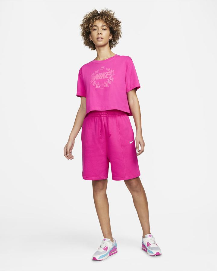 Camiseta Nike Sportswear Cropped Printed Mujer Rosas | PINYG-4198