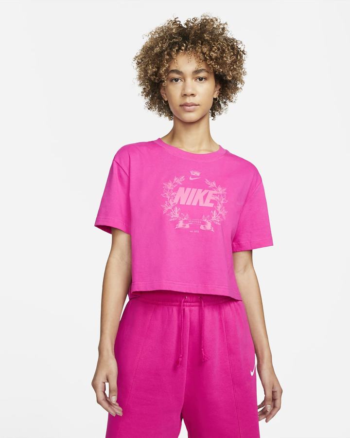 Camiseta Nike Sportswear Cropped Printed Mujer Rosas | PINYG-4198