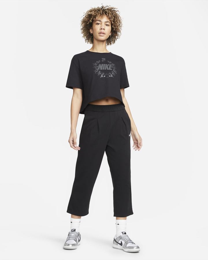 Camiseta Nike Sportswear Cropped Printed Mujer Negras | QARWU-7156