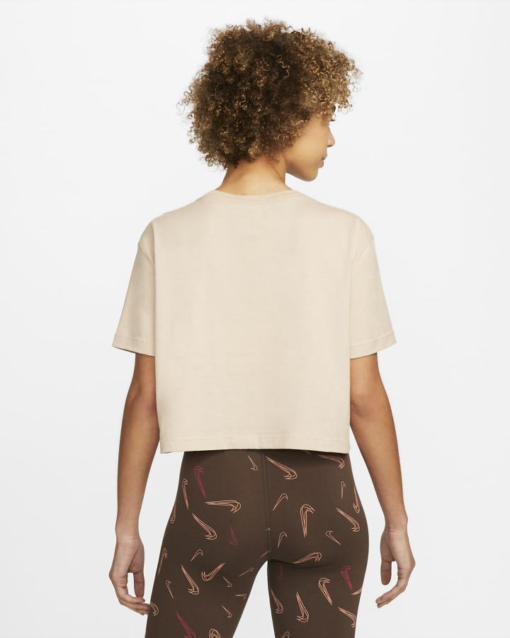Camiseta Nike Sportswear Cropped Printed Mujer Kaki Gris | XKYGF-0245
