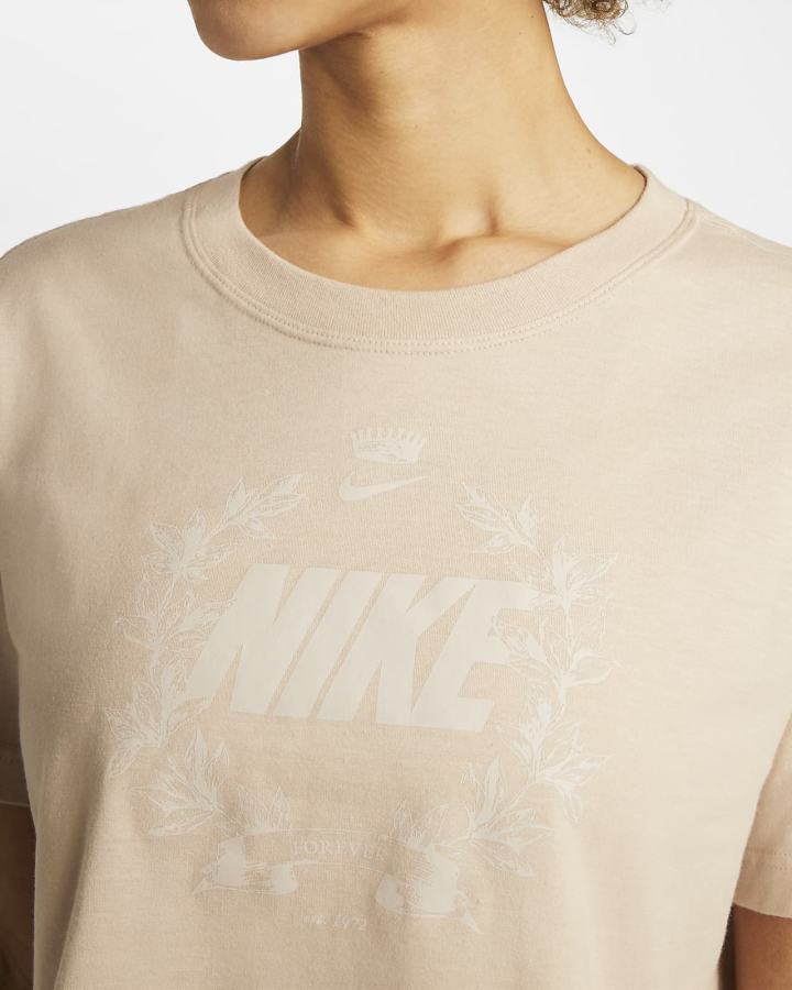 Camiseta Nike Sportswear Cropped Printed Mujer Kaki Gris | XKYGF-0245