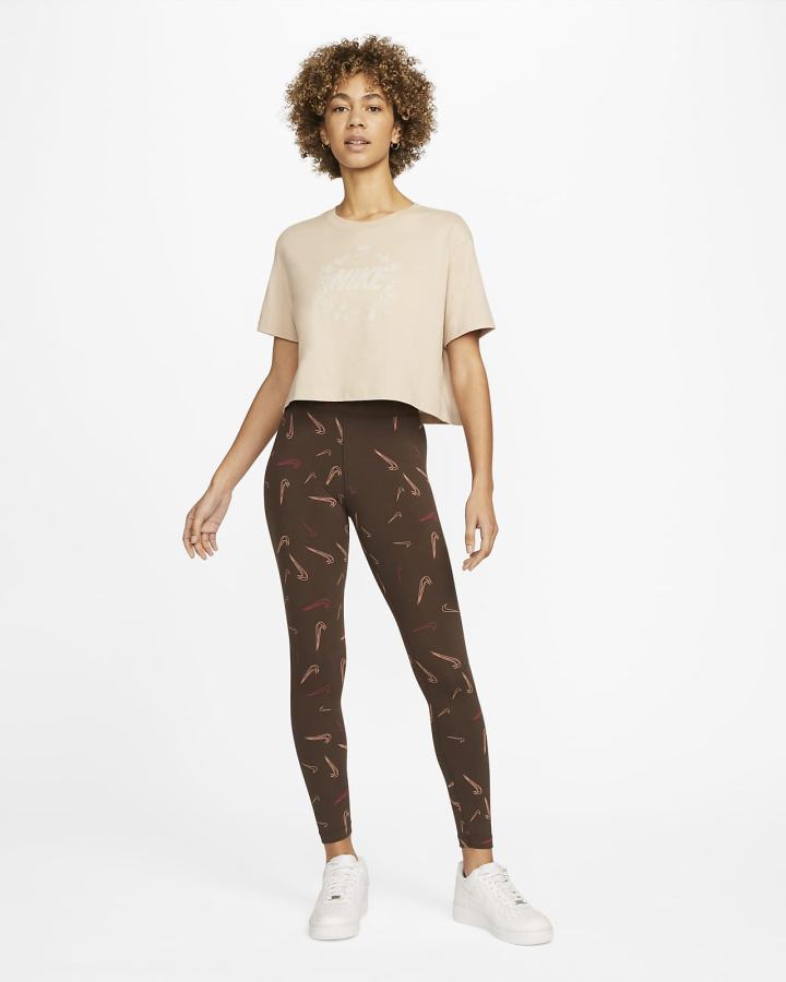 Camiseta Nike Sportswear Cropped Printed Mujer Kaki Gris | XKYGF-0245