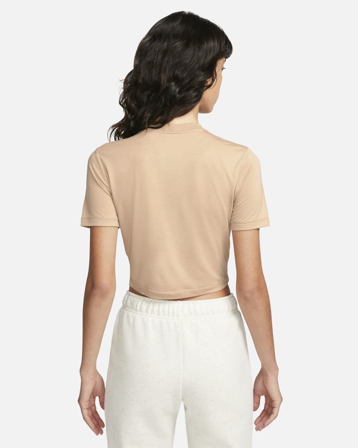 Camiseta Nike Sportswear Essential Crop Top Mujer Beige | GOECB-6045