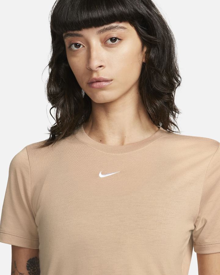 Camiseta Nike Sportswear Essential Crop Top Mujer Beige | GOECB-6045