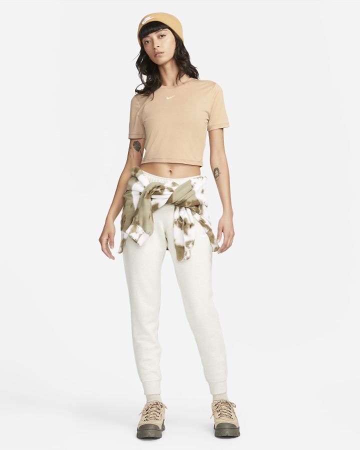 Camiseta Nike Sportswear Essential Crop Top Mujer Beige | GOECB-6045