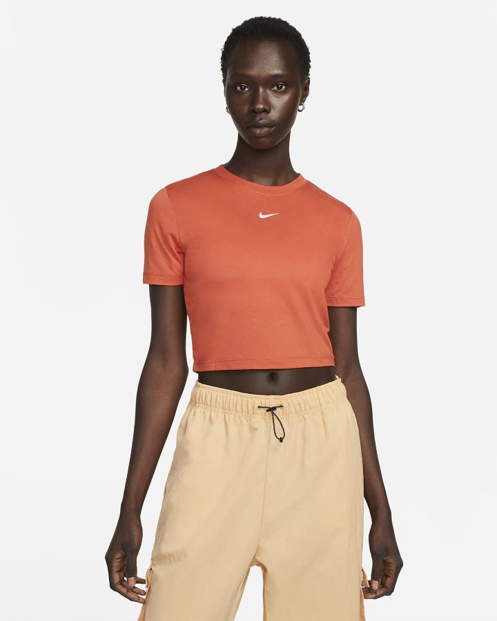 Camiseta Nike Sportswear Essential Crop Top Mujer Naranjas | HYFST-4827