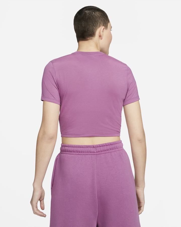 Camiseta Nike Sportswear Essential Crop Top Mujer Burdeos Claro Blancas | LNBZE-5672