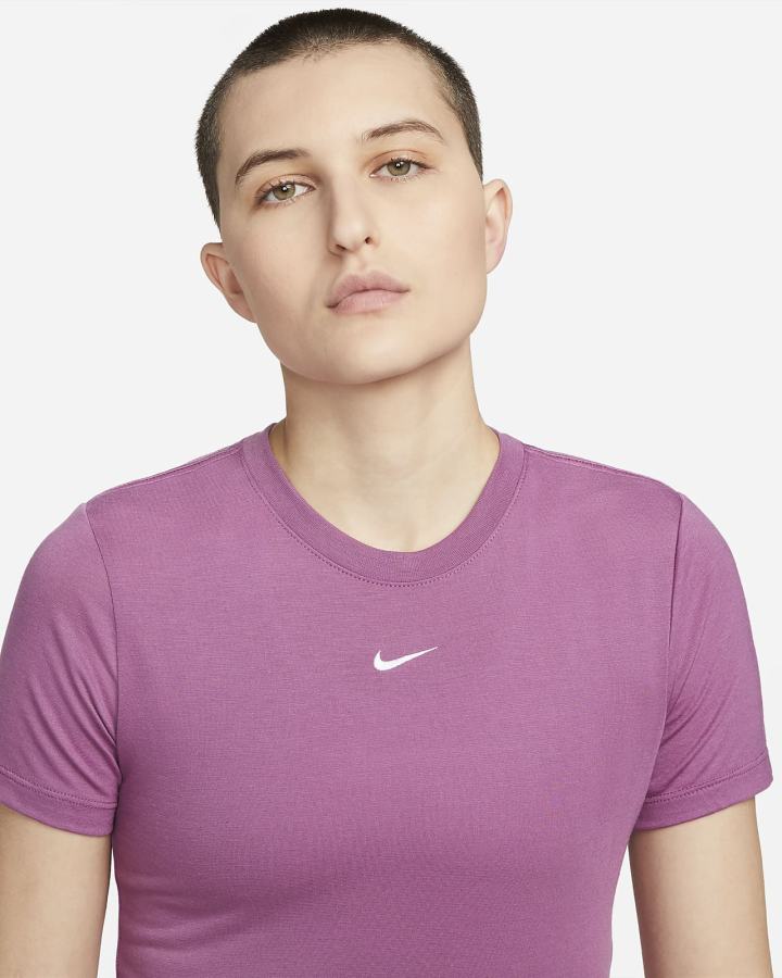Camiseta Nike Sportswear Essential Crop Top Mujer Burdeos Claro Blancas | LNBZE-5672