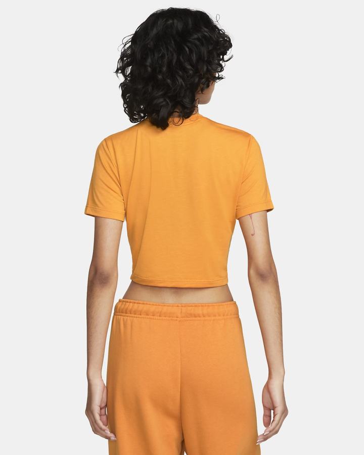 Camiseta Nike Sportswear Essential Crop Top Mujer Amarillo Oscuro Blancas | MAEWJ-6237