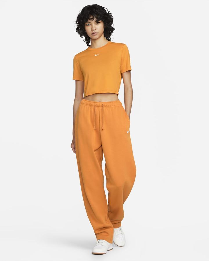 Camiseta Nike Sportswear Essential Crop Top Mujer Amarillo Oscuro Blancas | MAEWJ-6237