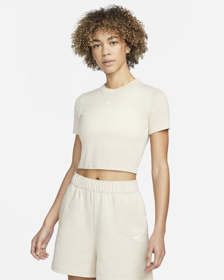 Camiseta Nike Sportswear Essential Crop Top Mujer Blancas | PBGIE-7945
