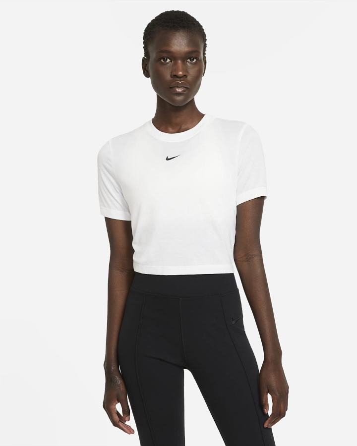 Camiseta Nike Sportswear Essential Crop Top Mujer Blancas Negras | SUEHN-2147
