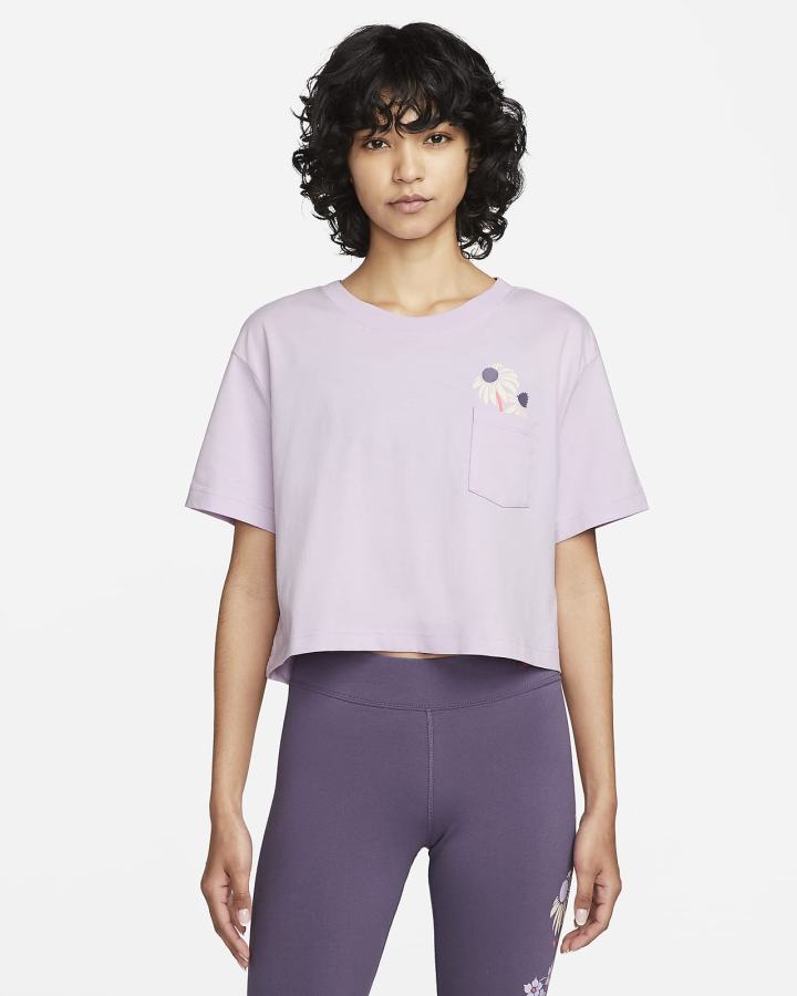 Camiseta Nike Sportswear Essential Cropped Mujer Moradas | DKATN-1562
