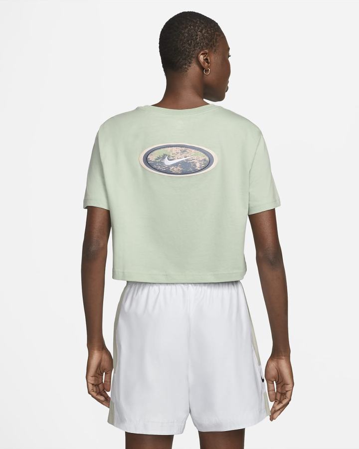 Camiseta Nike Sportswear Essential Cropped Mujer Verde | EWABY-6103