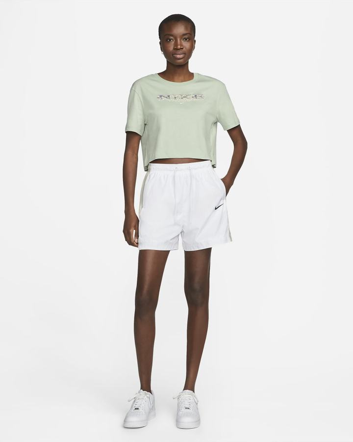 Camiseta Nike Sportswear Essential Cropped Mujer Verde | EWABY-6103