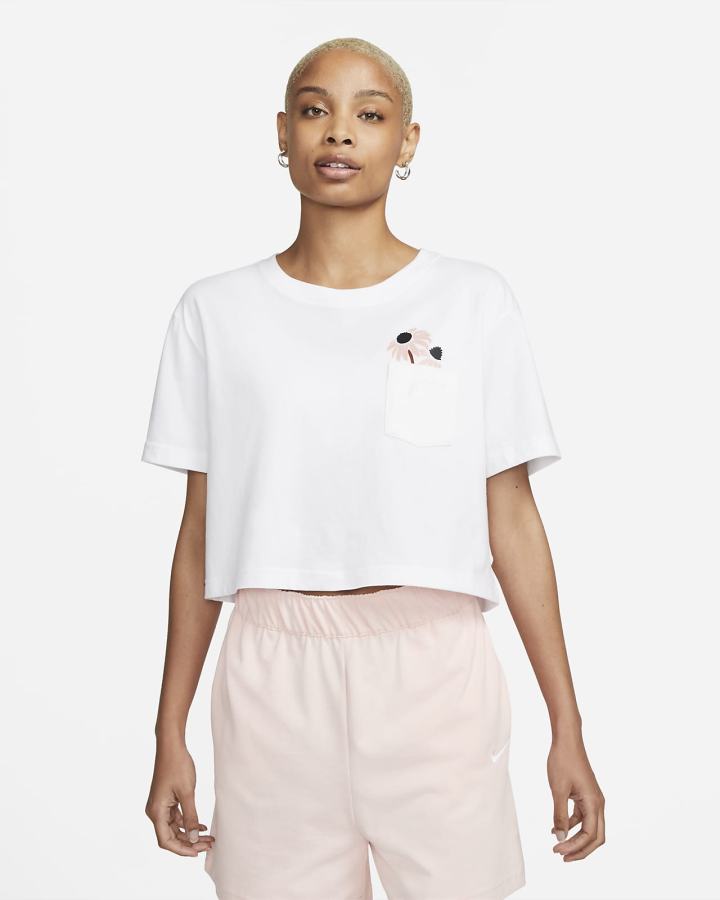 Camiseta Nike Sportswear Essential Cropped Mujer Blancas | SCLAR-9562
