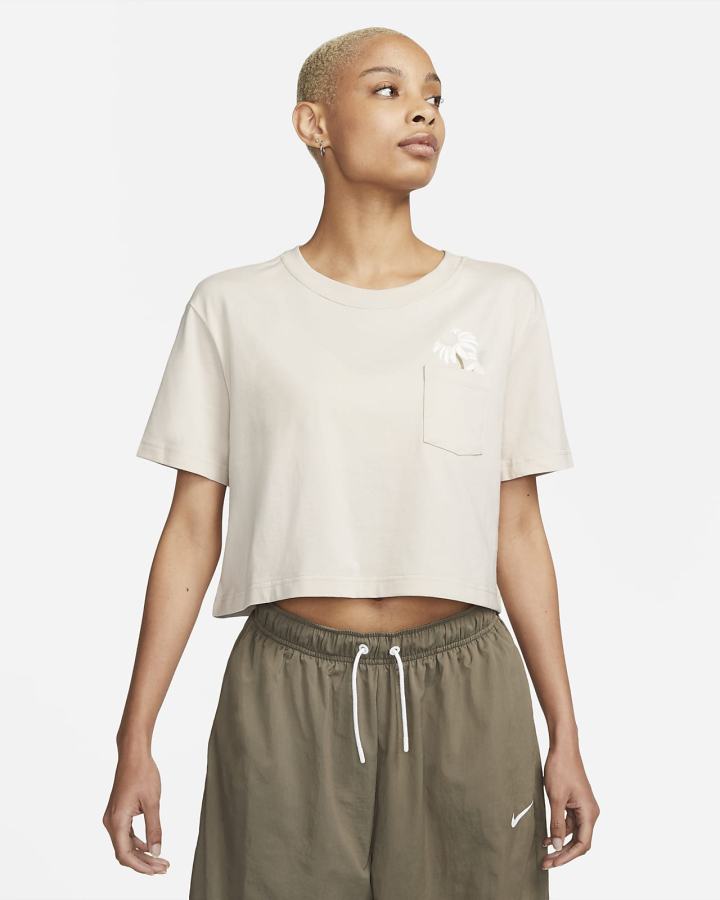 Camiseta Nike Sportswear Essential Cropped Mujer Marrones Claro | SFLXR-6497