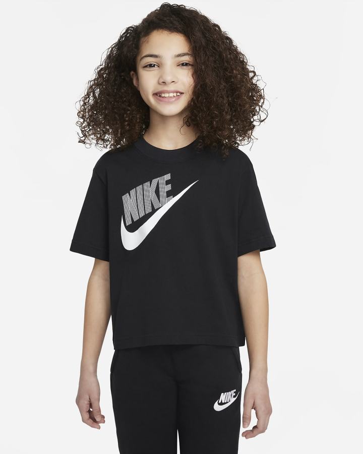 Camiseta Nike Sportswear Essential Kids Boxy Dance Niña Negras | QVFZO-1385