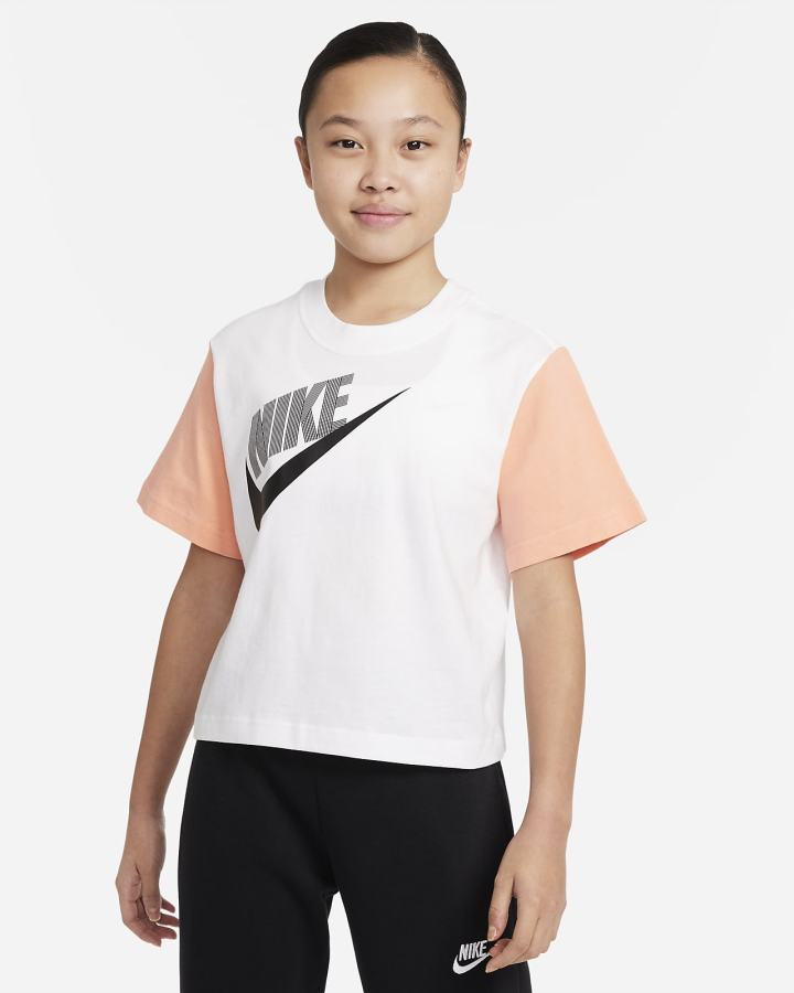 Camiseta Nike Sportswear Essential Kids Boxy Dance Niña Blancas | XBGHU-4876