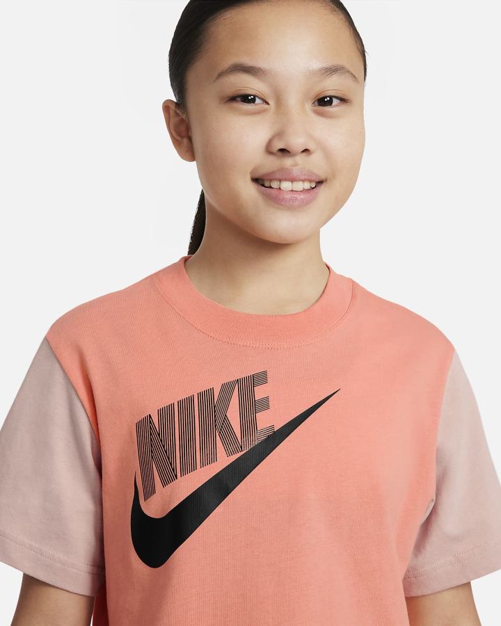 Camiseta Nike Sportswear Essential Kids Boxy Dance Niña Rojas | YOFGJ-6094