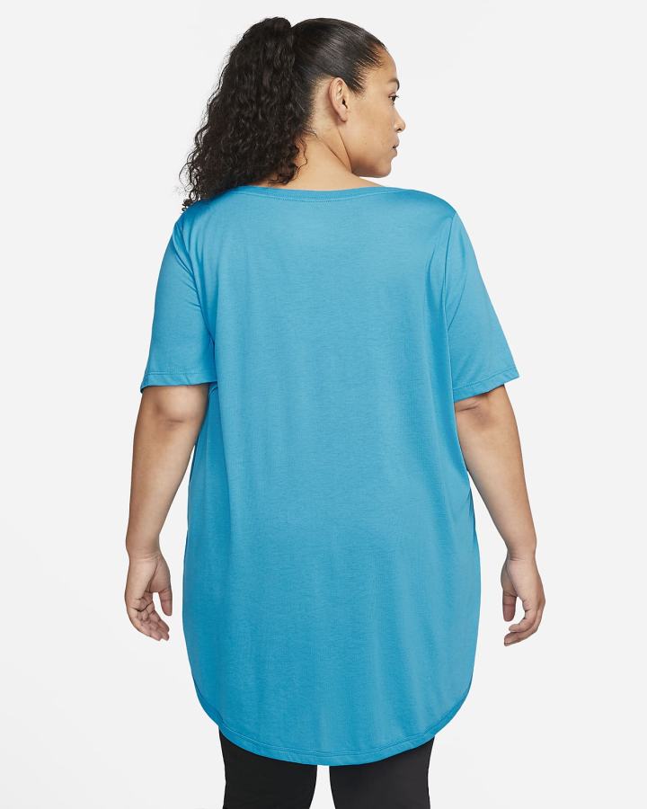 Camiseta Nike Sportswear Essential Tunic (Plus Size) Mujer Azules Blancas | IWOBK-3648