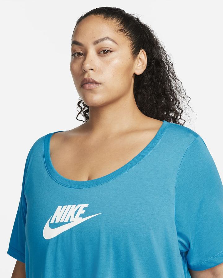 Camiseta Nike Sportswear Essential Tunic (Plus Size) Mujer Azules Blancas | IWOBK-3648