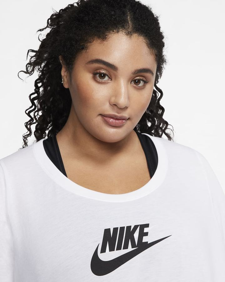 Camiseta Nike Sportswear Essential Tunic (Plus Size) Mujer Blancas Negras | JBGZS-3185