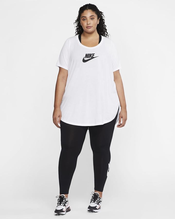 Camiseta Nike Sportswear Essential Tunic (Plus Size) Mujer Blancas Negras | JBGZS-3185