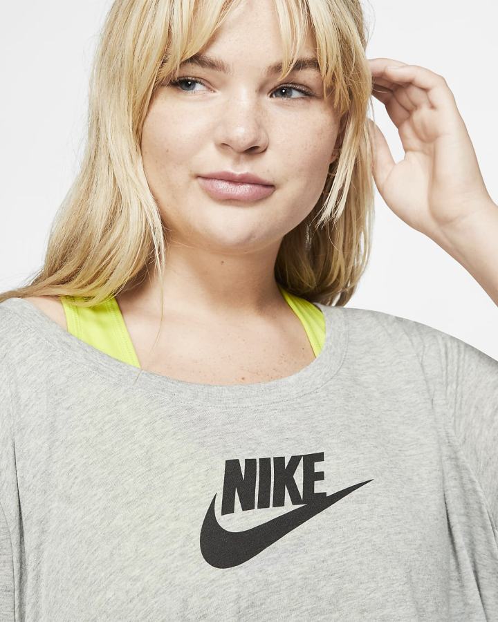Camiseta Nike Sportswear Essential Tunic (Plus Size) Mujer Gris Oscuro Negras | TCYER-7869
