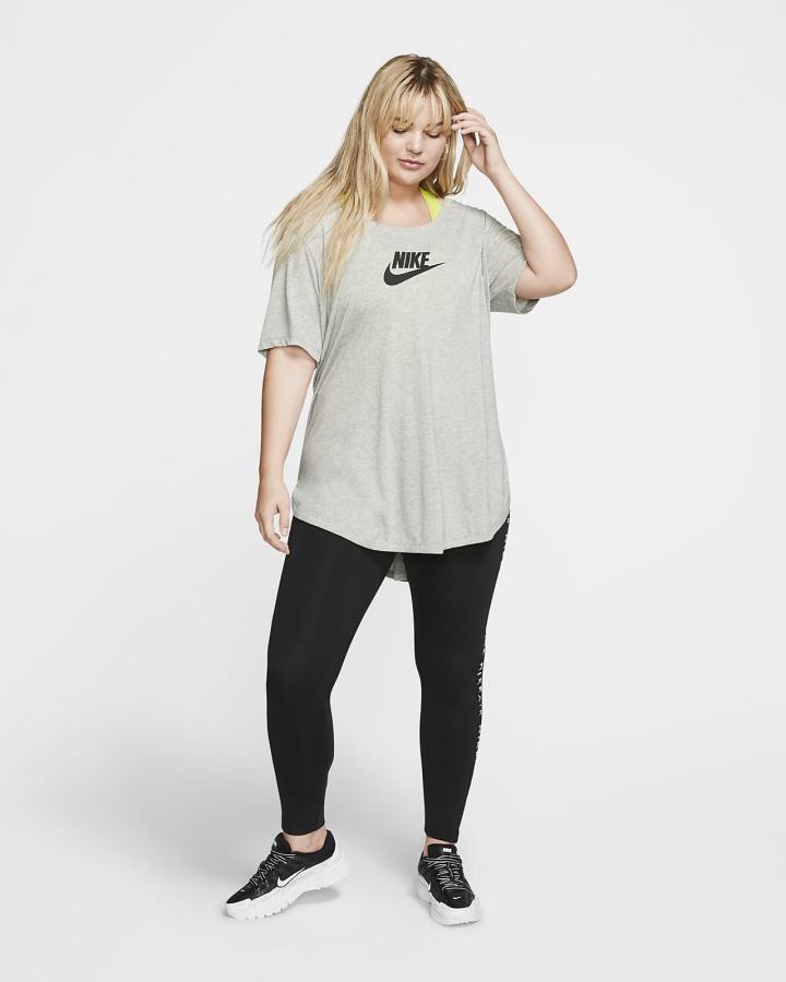 Camiseta Nike Sportswear Essential Tunic (Plus Size) Mujer Gris Oscuro Negras | TCYER-7869