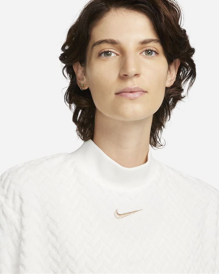 Camiseta Nike Sportswear Everyday Modern Allover Jacquard Boxy Top Mujer Blancas | ICJYS-6532