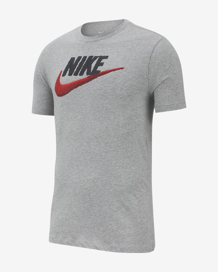 Camiseta Nike Sportswear Hombre Gris Oscuro Negras Rojas | OFQKD-4067