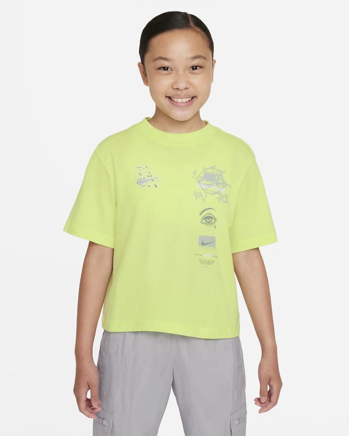 Camiseta Nike Sportswear Kids Boxy Niña Limón Claro | TDLWQ-3825