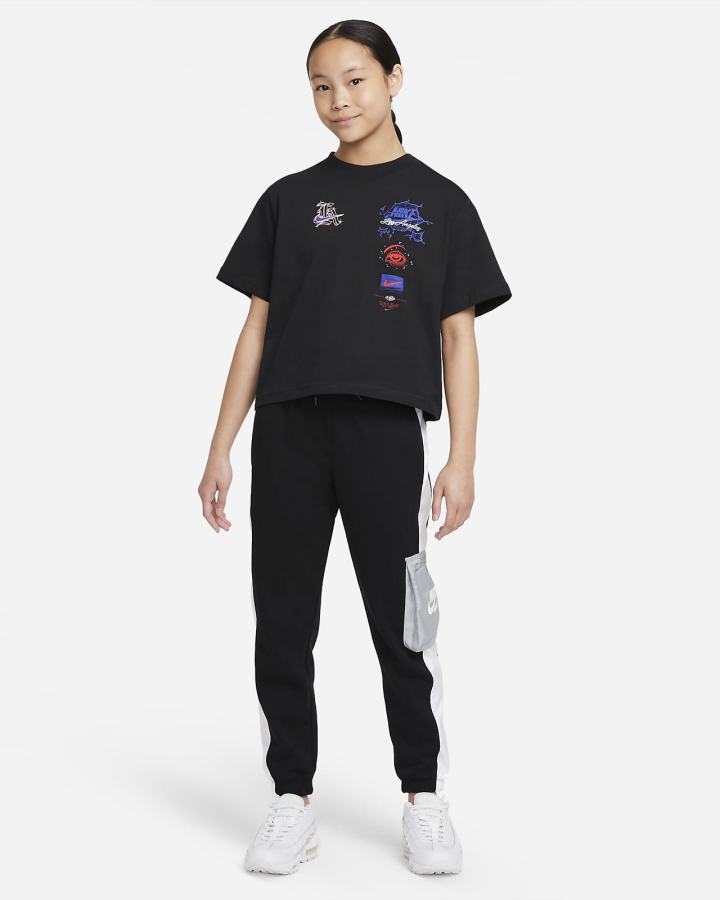 Camiseta Nike Sportswear Kids Boxy Niña Negras | XHSZJ-5417